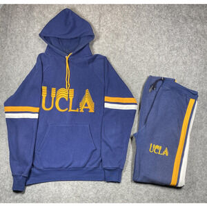 Vintage UCLA Bruins Hoodie Sweatpants Set Mens Large Blue Gold NCAA College 80s